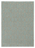 5' X 7' Green and Ivory Geometric Hand Hooked Area Rug