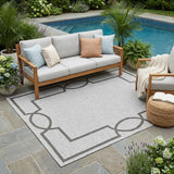 5' X 7' Ivory And Brown Geometric Handmade Indoor Outdoor Area Rug