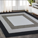 5' X 7' Ivory Charcoal and Taupe Geometric Hand Hooked Area Rug