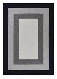 5' X 7' Ivory Charcoal and Taupe Geometric Hand Hooked Area Rug