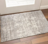 3' X 5' Beige And Ivory Abstract Hand Loomed Area Rug