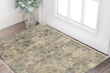 3' X 5' Beige And Blue Floral Medallion Hand Loomed Area Rug