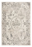 5' X 8' Gray And Tan Floral Distressed Area Rug