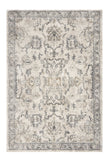 5' X 8' Ivory And Gray Floral Medallion Area Rug