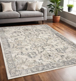 5' X 8' Ivory And Gray Floral Medallion Area Rug