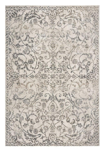 5' X 8' Ivory And Brown Floral Medallion Area Rug