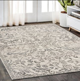 5' X 8' Ivory And Brown Floral Medallion Area Rug
