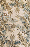 10' Ivory Brown And Blue Wool Botanical Leaves Hand Tufted Area Rug