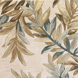 10' Ivory Brown And Blue Wool Botanical Leaves Hand Tufted Area Rug