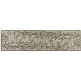 10' Ivory Green And Brown Wool Botanical Leaves Hand Tufted Runner Rug