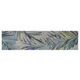 10' Gray And Blue Wool Tropical Botanical Hand Tufted Runner Rug