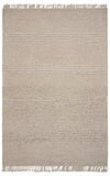 5' X 8' Beige Wool Hand Woven Area Rug With Fringe