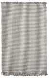 5' X 8' Ivory And Gray Wool Houndstooth Hand Woven Area Rug With Fringe