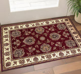 2' X 3' Red And Ivory Floral Medallion Area Rug
