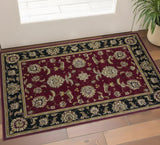 2' X 3' Red Black And Gold Floral Medallion Area Rug