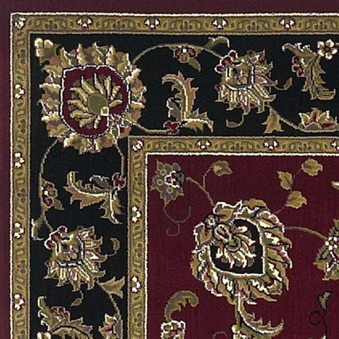 2' X 3' Red Black And Gold Floral Medallion Area Rug