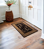 2' X 3' Tan Black And Beige Floral Vines Area Rug