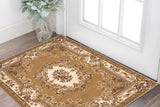 2' X 3' Beige Ivory And Brown Floral Medallion Area Rug