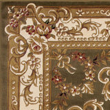 2' X 3' Green And Ivory Floral Medallion Area Rug