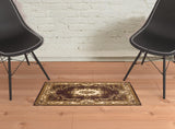 2' X 3' Plum And Ivory Floral Medallion Area Rug