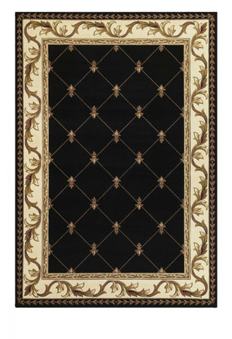 2' X 3' Brown Black And Ivory Floral Vines Area Rug