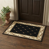 2' X 3' Brown Black And Ivory Floral Vines Area Rug
