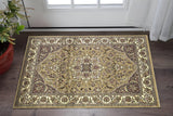 2' X 3' Beige And Ivory Floral Medallion Area Rug