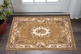 2' X 3' Beige Ivory And Brown Floral Medallion Area Rug