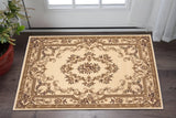 2' X 3' Beige And Brown Floral Medallion Area Rug