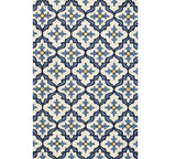 2' X 3' Ivory and Blue Moroccan Handmade Indoor Outdoor Area Rug