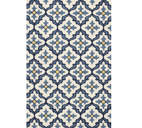 8' X 10' Yellow Denim Blue And Sky Blue Striped Washable Indoor Outdoor Area Rug
