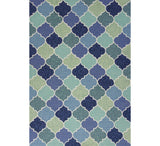 8' X 10' Denim Blue Brown And Beige Geometric Washable Indoor Outdoor Area Rug