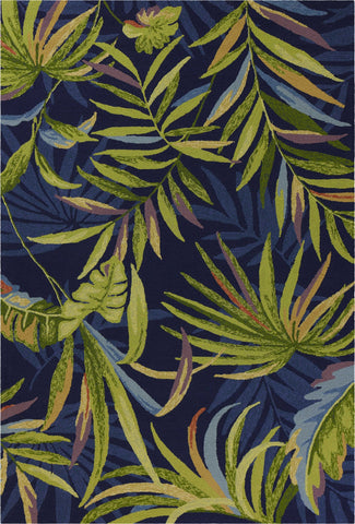 8' X 10' Green And Navy Blue Geometric Washable Area Rug With UV Protection