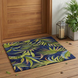 2' X 3' Blue Floral Handmade Indoor Outdoor Area Rug