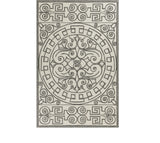 2' X 3' Gray And Ivory Damask Indoor Outdoor Area Rug