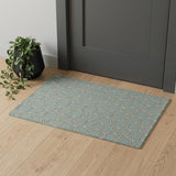 2' X 3' Green and Ivory Hand Hooked Area Rug