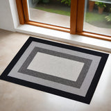 2' X 3' Black And Gray Geometric Hand Hooked Area Rug