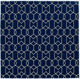 2' X 3' Navy Blue And Ivory Geometric Hand Hooked Area Rug