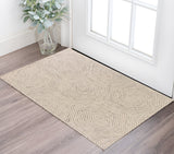2' X 4' Sand And Beige Wool Geometric Hand Tufted Area Rug