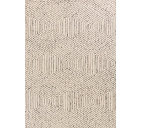 2' X 4' Sand And Beige Wool Geometric Hand Tufted Area Rug