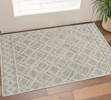 2' X 4' Sand Beige And Ivory Wool Geometric Hand Tufted Area Rug