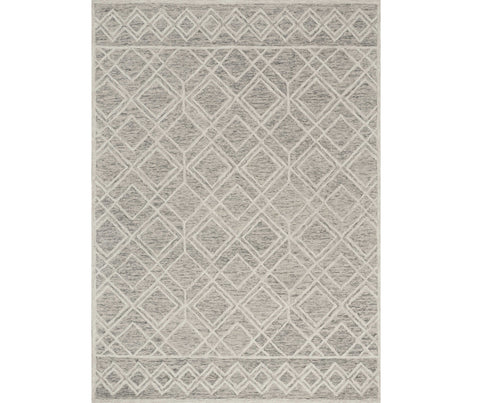 2' X 4' Sand Beige And Ivory Wool Geometric Hand Tufted Area Rug