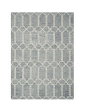 2' X 4' Slate Blue And Ivory Wool Geometric Hand Tufted Area Rug