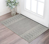 2' X 4' Gray And Ivory Wool Geometric Hand Tufted Area Rug