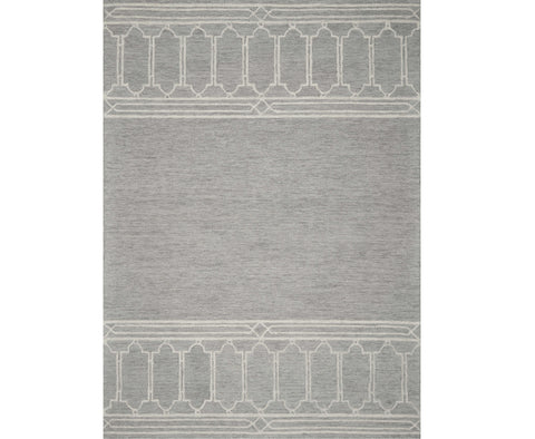 2' X 4' Gray And Ivory Wool Geometric Hand Tufted Area Rug