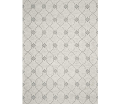 2' X 4' Ivory And Gray Wool Ogee Hand Tufted Area Rug