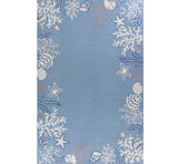 2' X 4' Blue Gray And White Fish and Coral Hand Tufted Area Rug