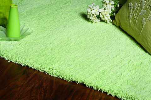 2' X 4' Green Shag Hand Woven Area Rug
