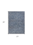 2' X 4' Indigo And Ivory Abstract Hand Woven Area Rug