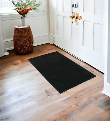2' X 4' Espresso Shag Hand Woven Area Rug